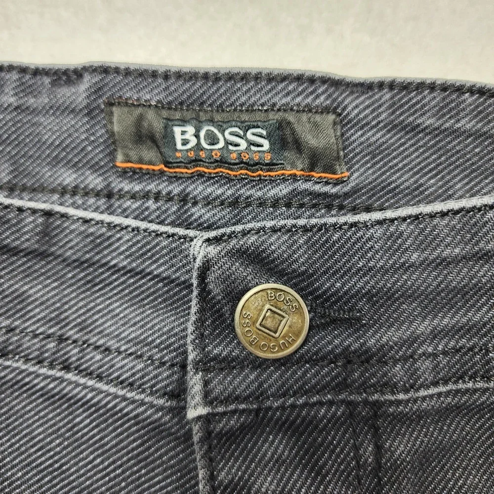Hugo Boss Mens Jeans Straight Leg Denim Faded Black Wash 40x34‎